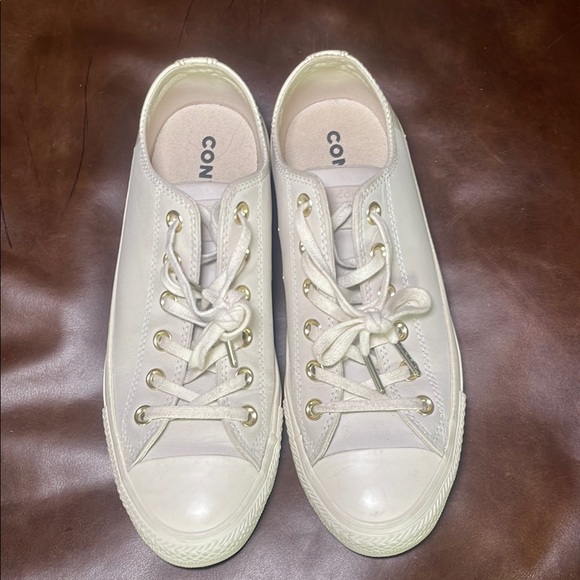 Converse Cream Suede and Patent Sneakers - Picture 2 of 4